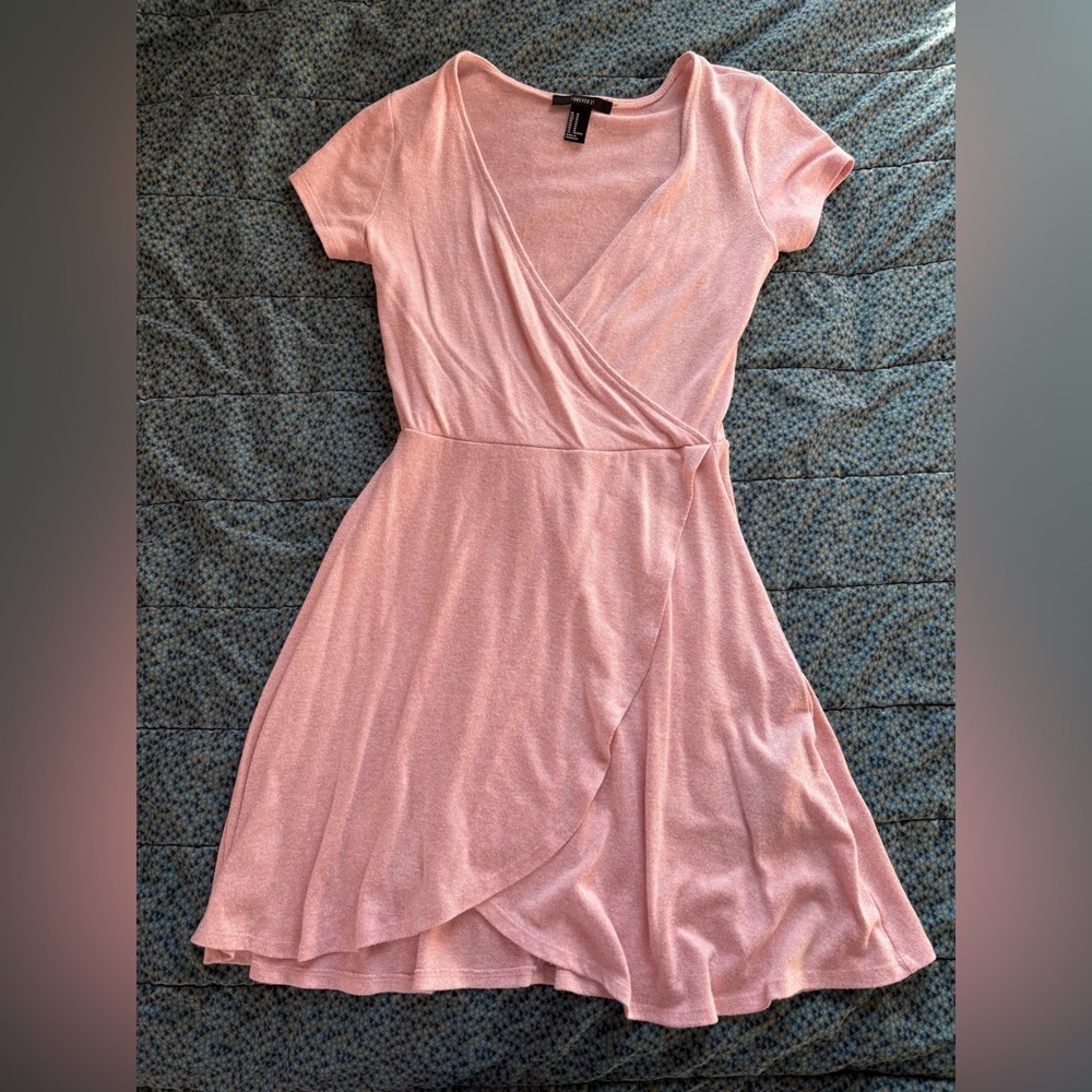 Knit Pink Tulip Wrap Dress